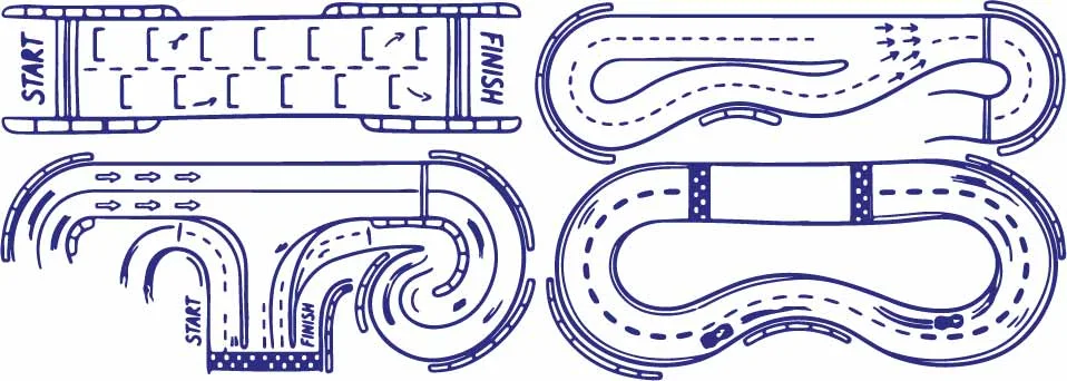Overhead Race Track Circuit Curves Line Art Doodles Free Vector