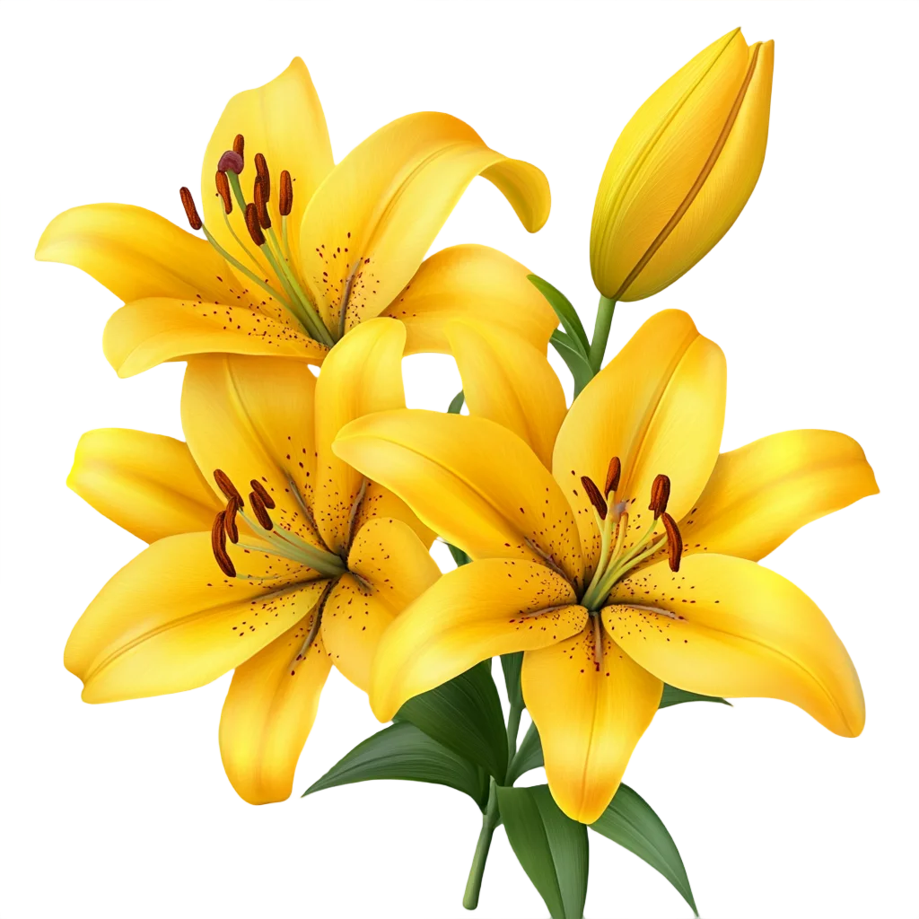 Golden Yellow Lily Flower Bouquet Botanical Cutout Free PNG