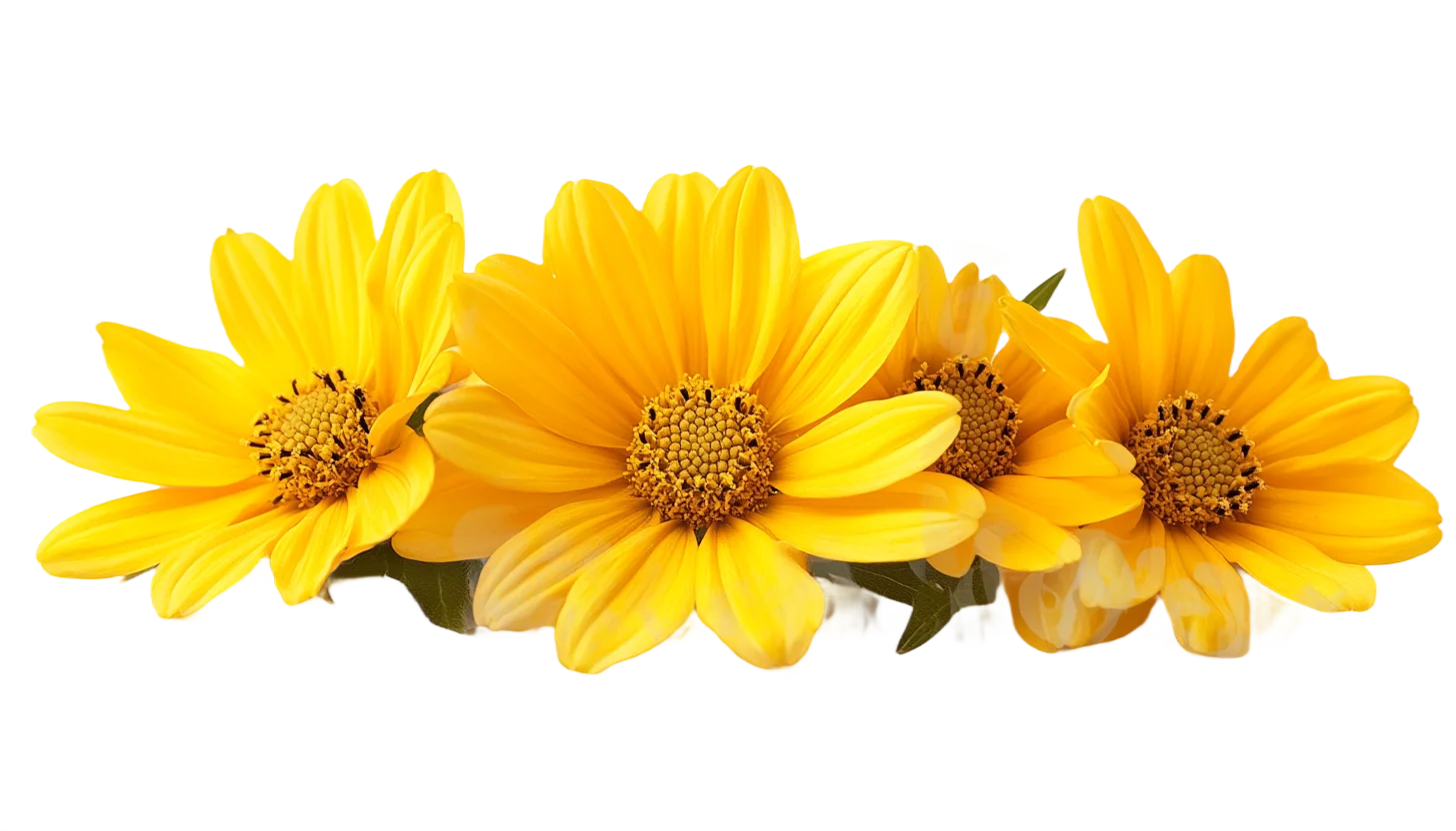Golden Daisy Flower Heads Horizontal Floral Border Free PNG