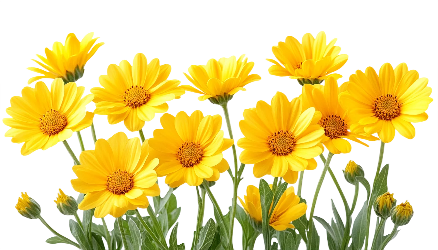 Bright Yellow Daisy Wildflowers Floral Border Free PNG