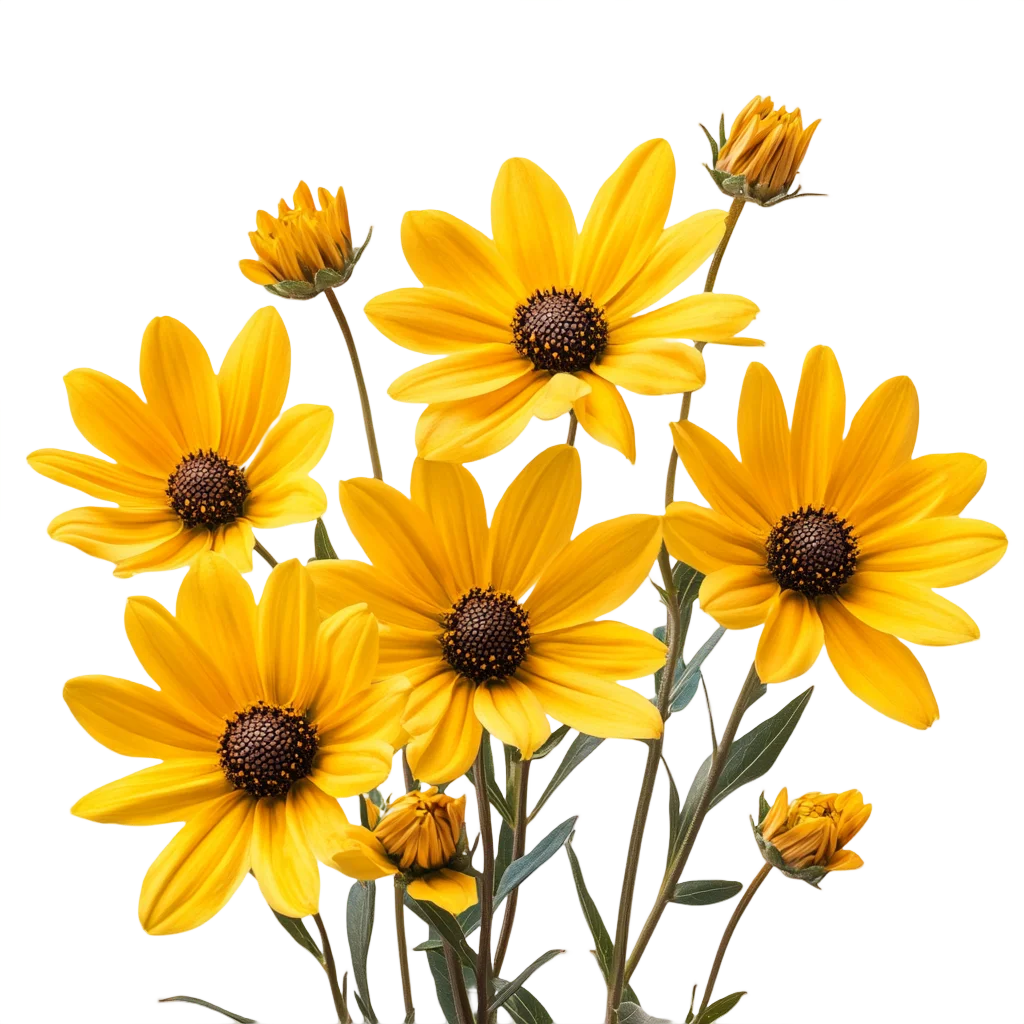 Yellow Black Eyed Susan Daisy Flowers Bouquet Free PNG