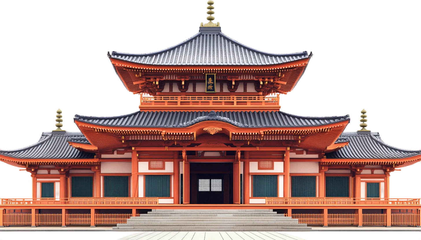 Traditional Japanese Red Shrine Pavilion Building Free PNG