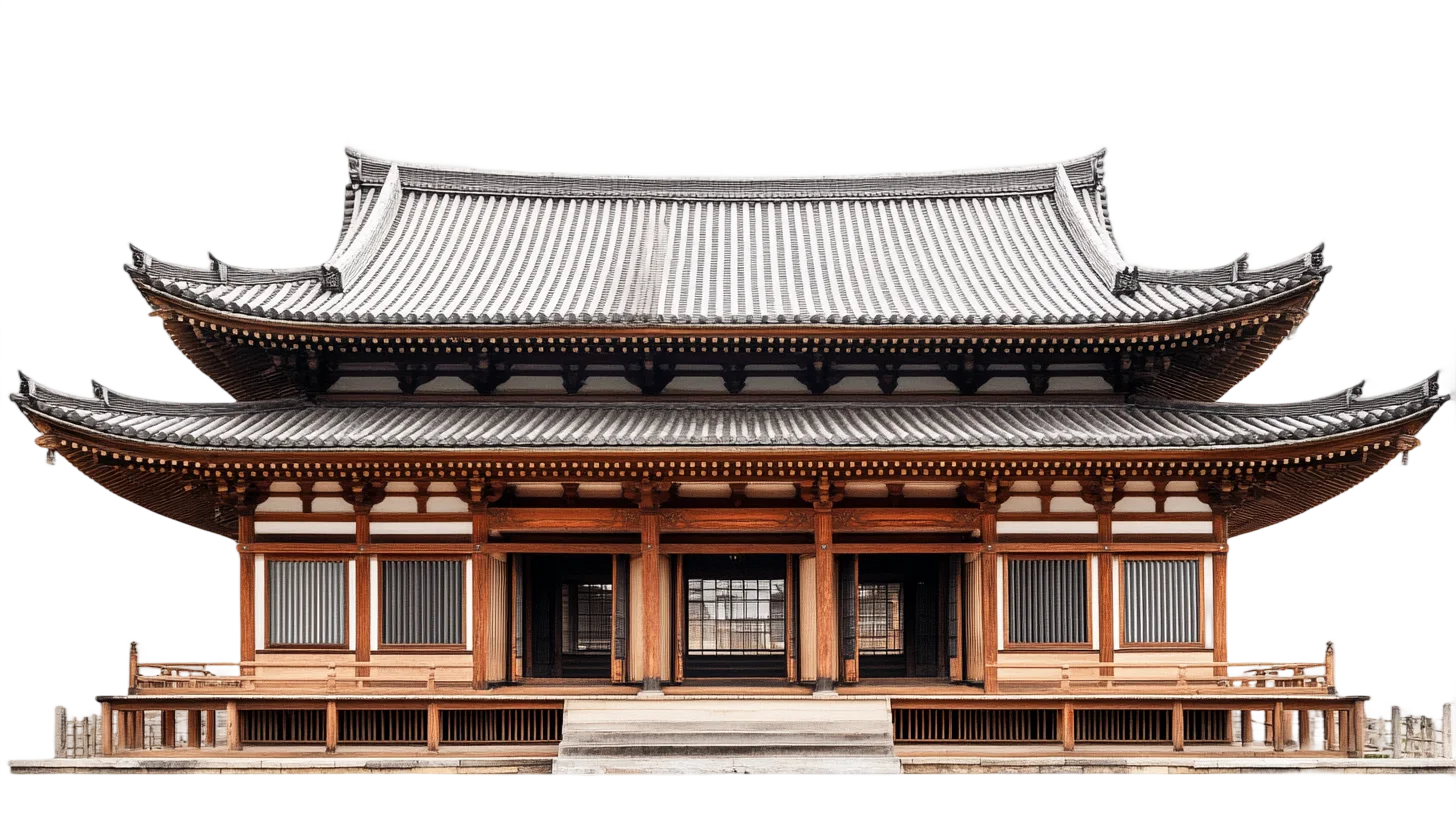 Historic Asian Wooden Temple Hall Architecture Free PNG