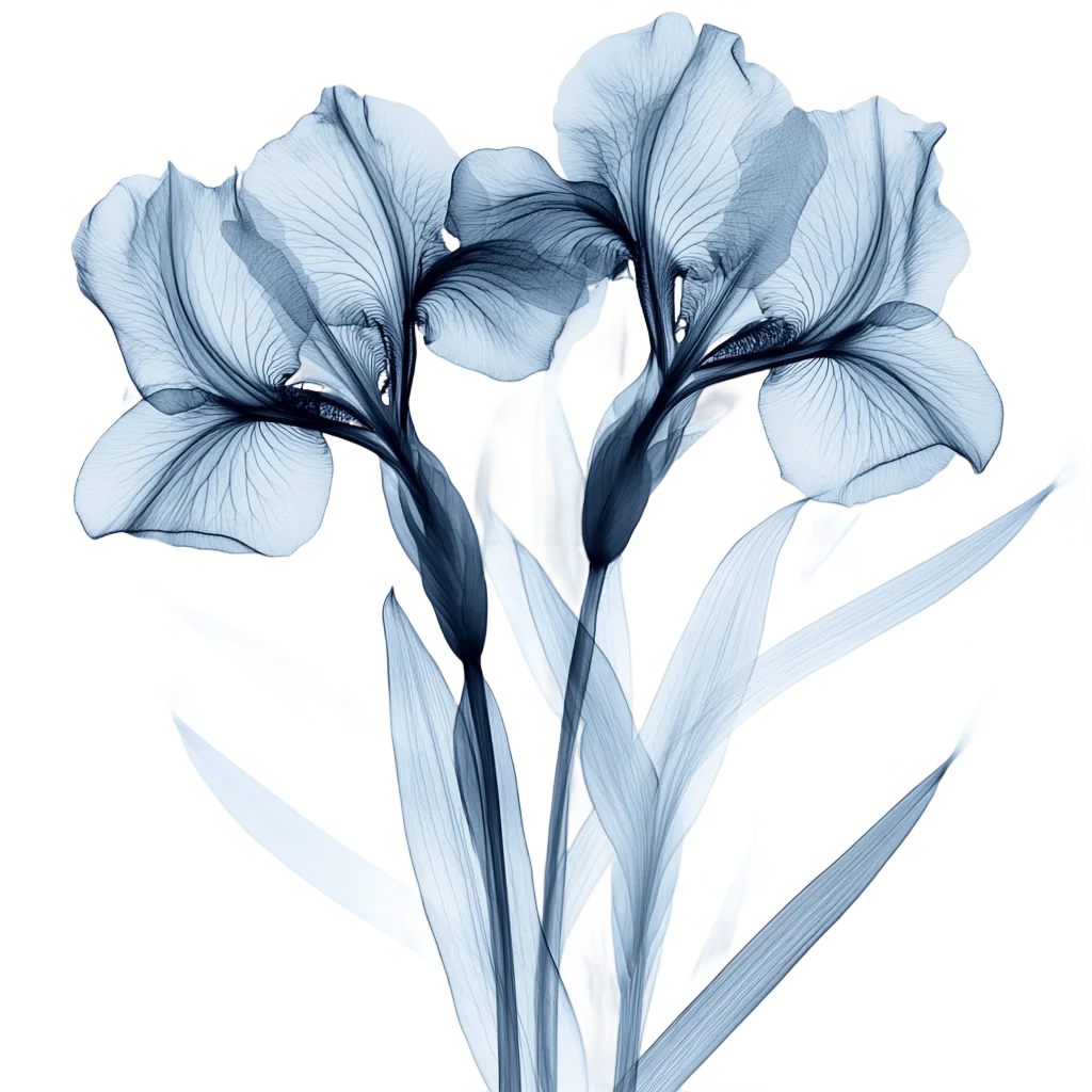 Delicate Smoky Blue Sheer Iris Flower Petals Free PNG