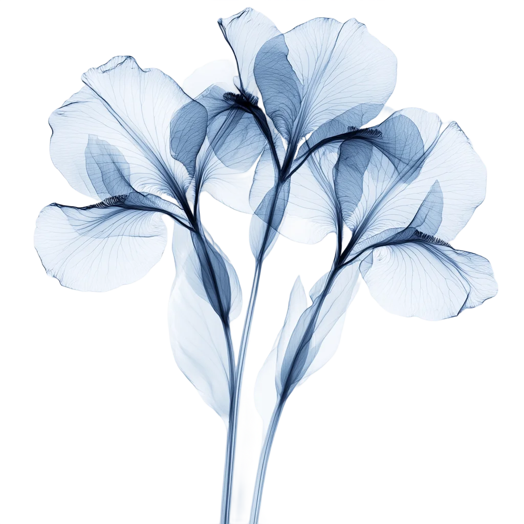 Translucent Blue Floral Botanical Sprigs Art Free PNG