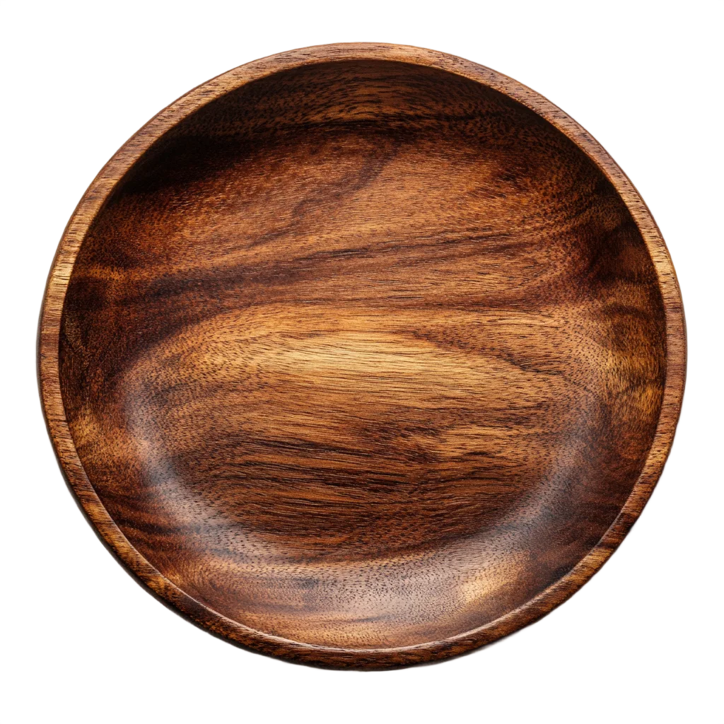 Round Natural Hardwood Dining Bowl Tableware Free PNG