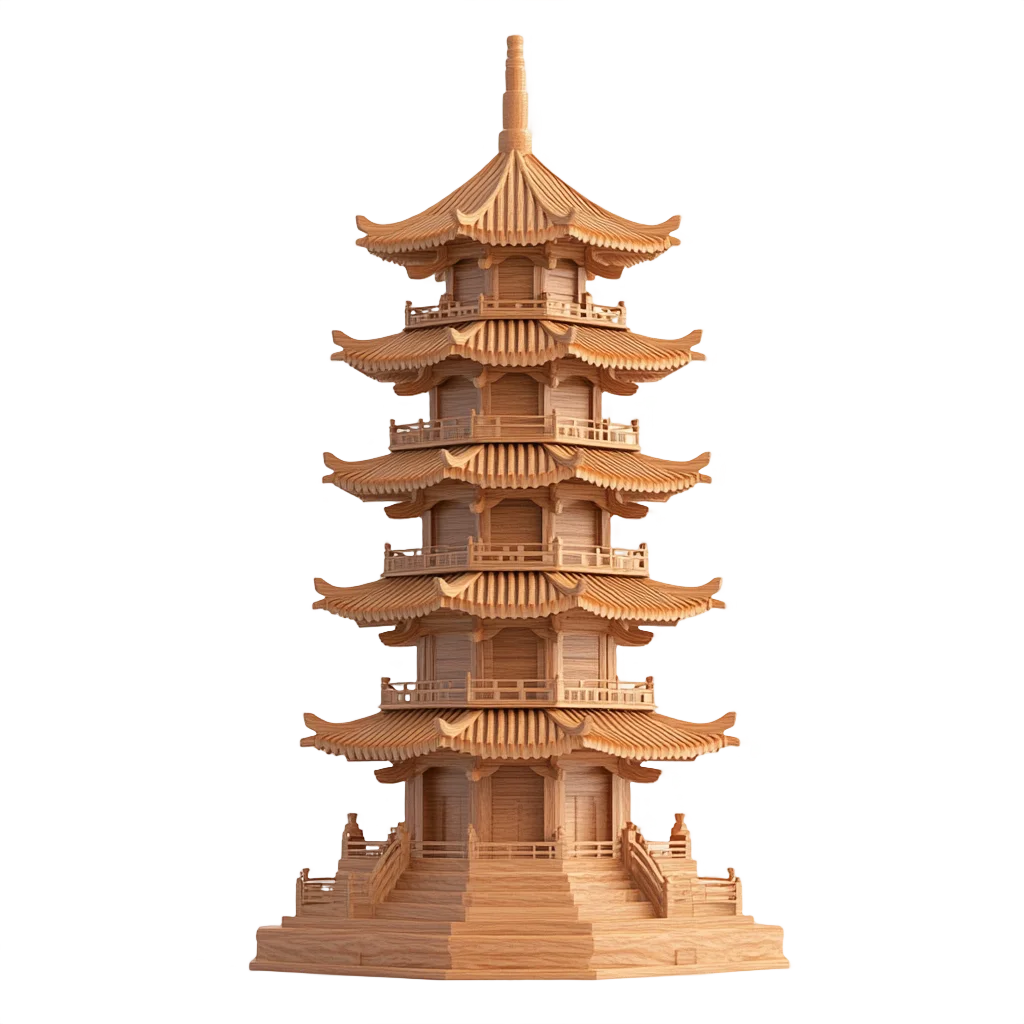 Handcrafted Wooden Chinese Pagoda Architecture Free PNG