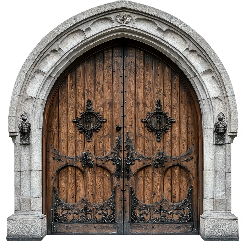 Medieval Arched Stone Doorway Castle Gate Cutout Free PNG