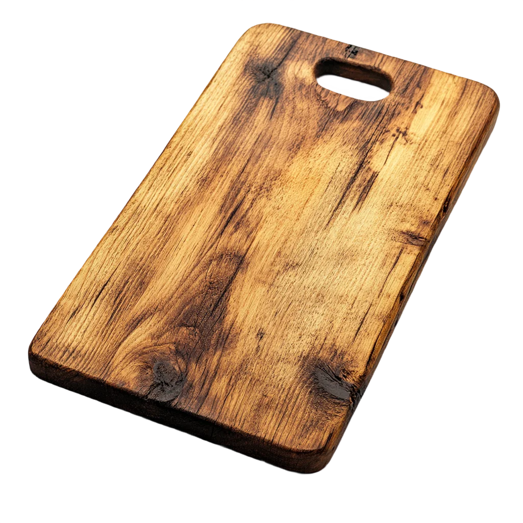 Textured Wood Chopping Board With Grip Handle Free PNG