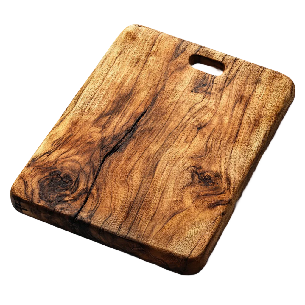 Natural Wood Serving Platter And Cutting Board Free PNG