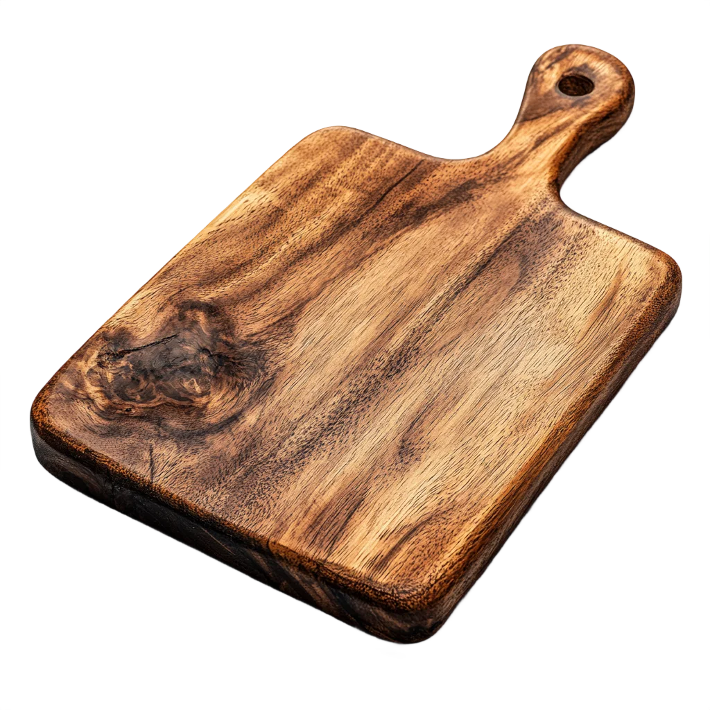 Rustic Olive Wood Cutting Board With Handle Free PNG