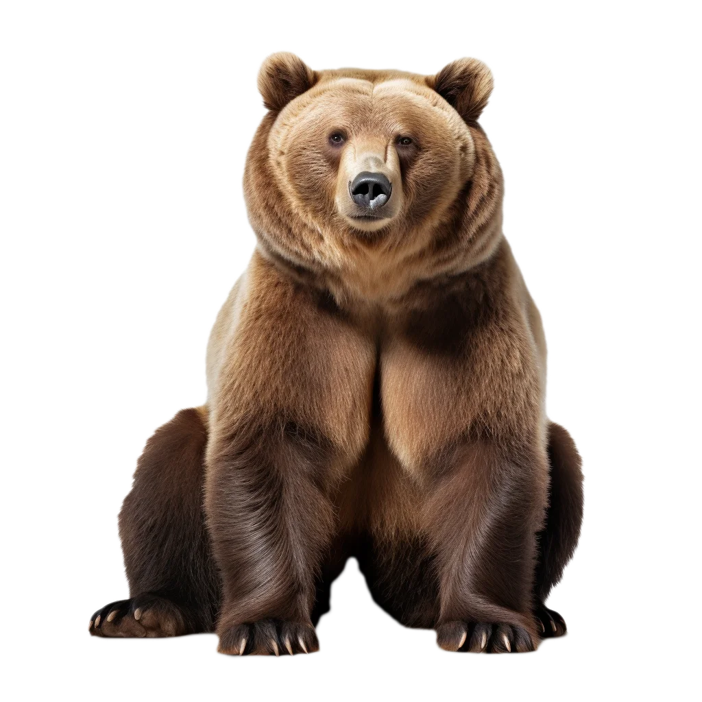 Big Grizzly Bear Sitting Upright Isolated Free PNG