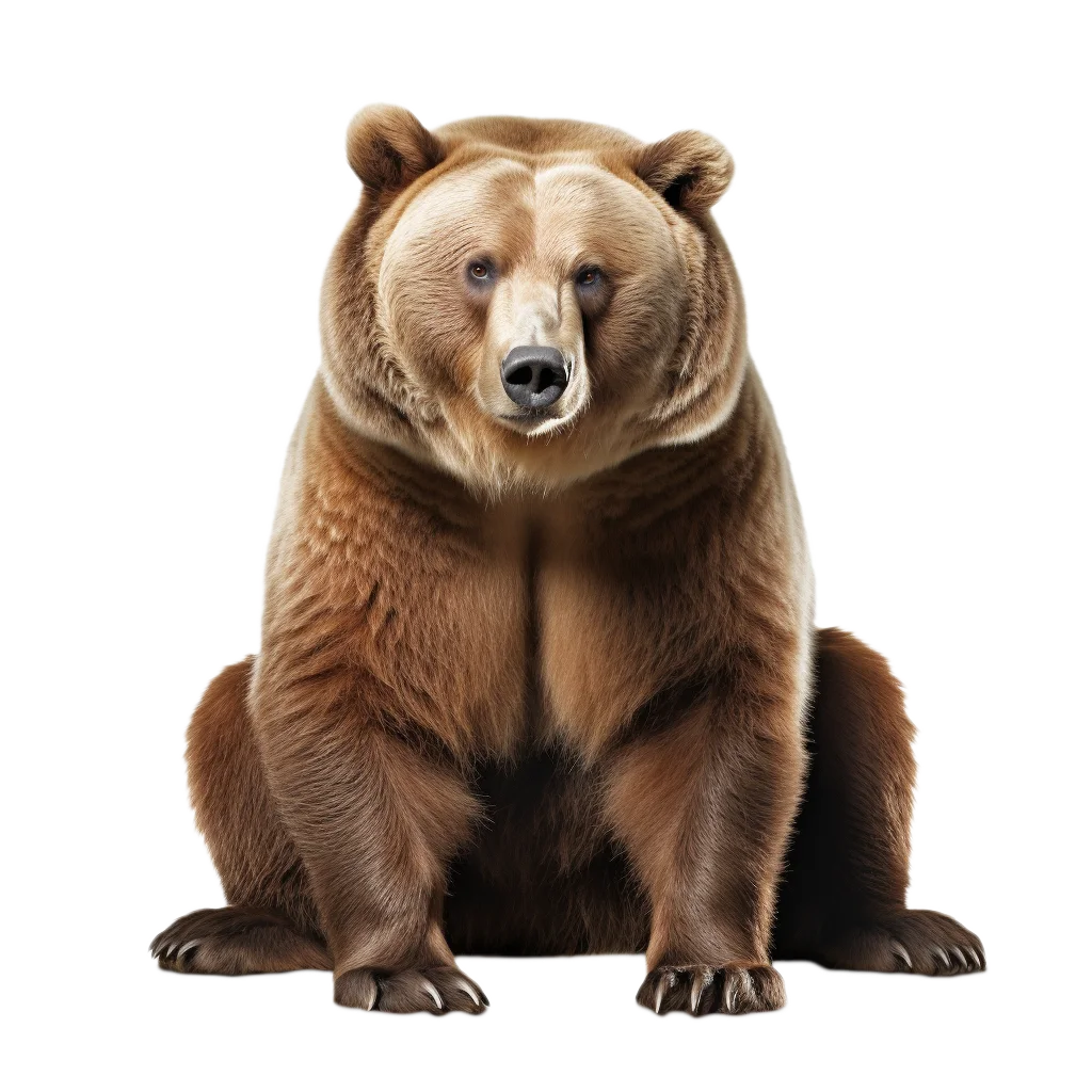 Sitting Brown Grizzly Bear Looking Ahead Free PNG