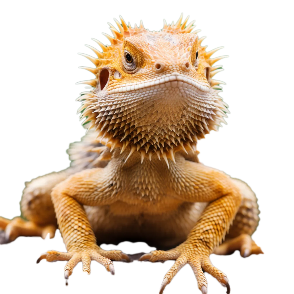 Spiky Bearded Dragon Lizard Facing Camera Free PNG