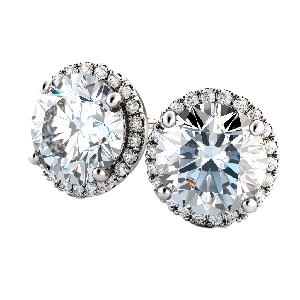 Brilliant Round Diamond Halo Stud Earrings Free PNG