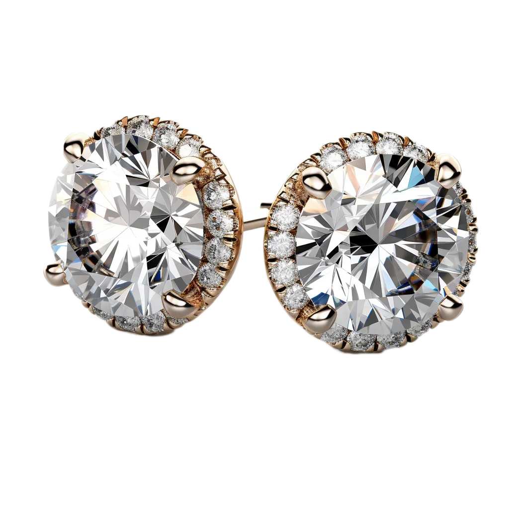 Round Cut Diamond Solitaire Stud Earrings Free PNG