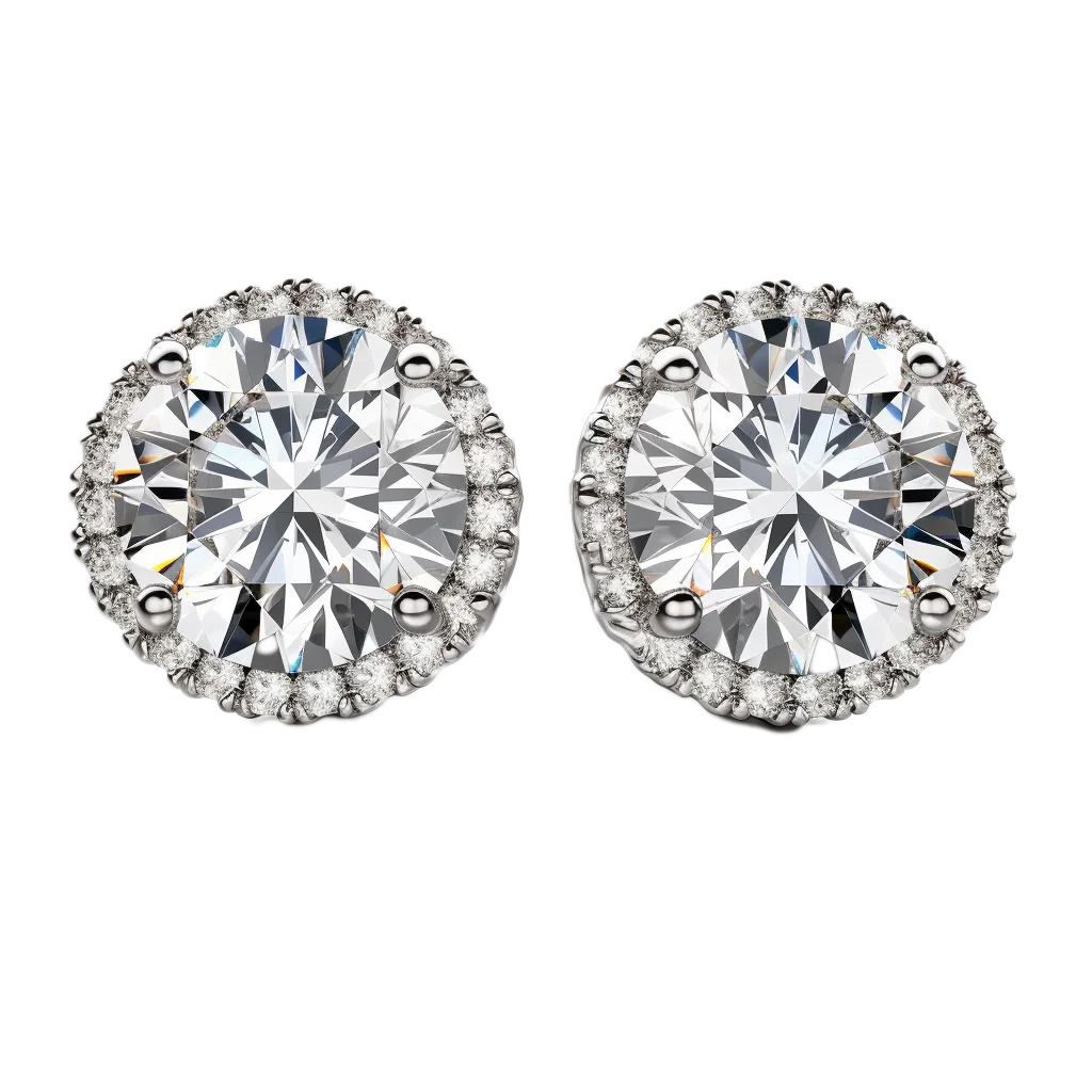 Sparkling Round Diamond Stud Earrings Pair Free PNG