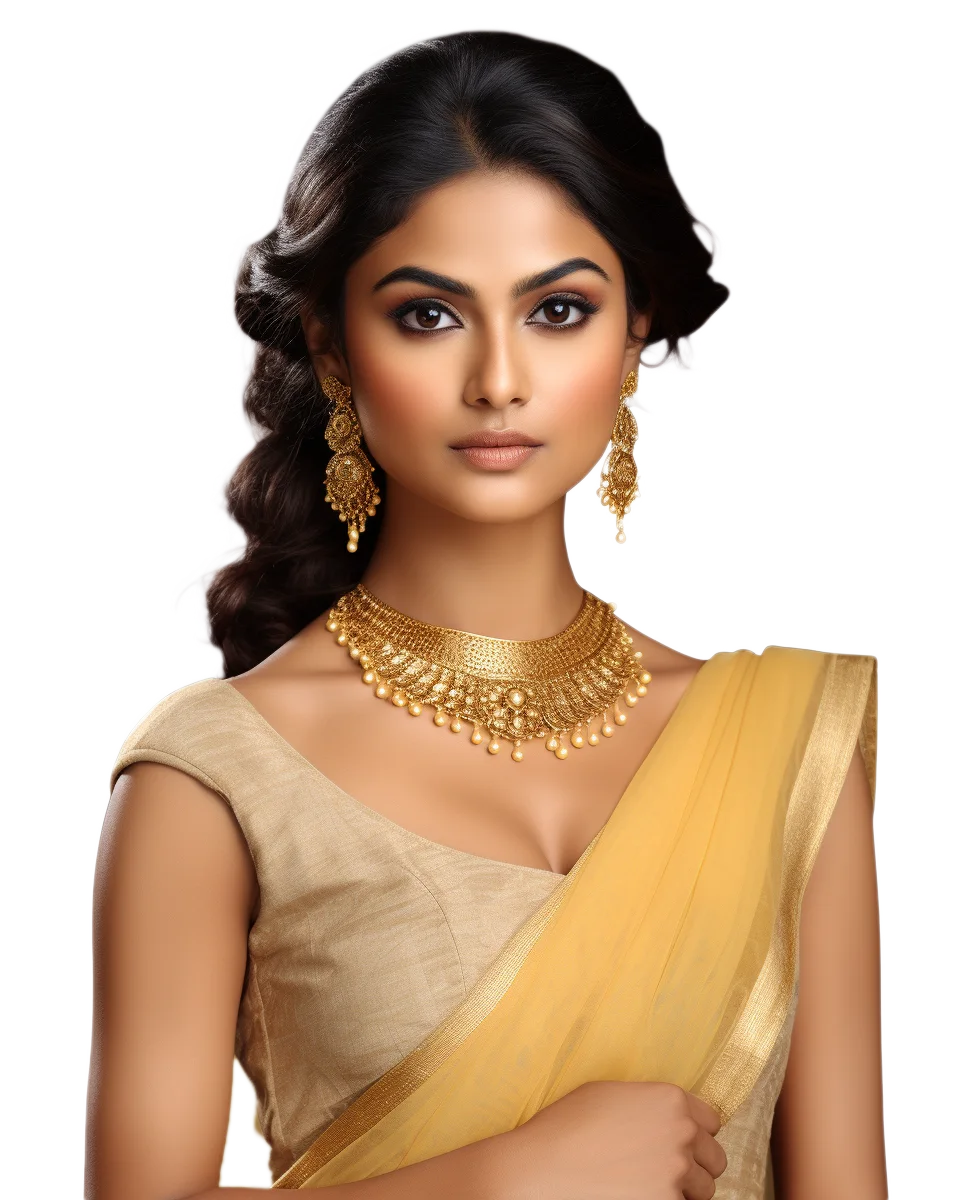 Blonde Hair Model in Pearl Choker Free PNG