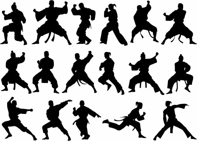 Martial Arts Karate Combat Free Vector Silhouette Pack