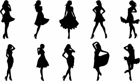 Standing Fashion Female Models Free Vector Silhouettes