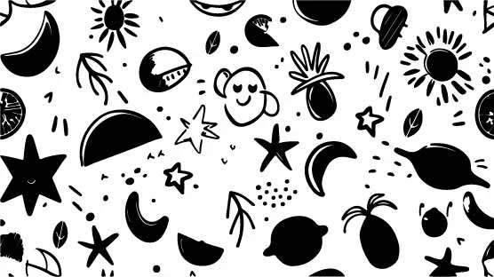 Fruit and Celestial Doodle Free Vector Seamless Pattern