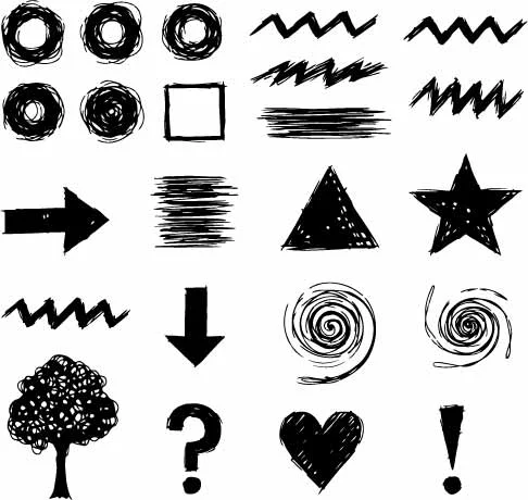 Hand Drawn Charcoal Sketch Shapes And Symbols Free Vector