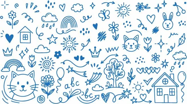 Educational ABC Alphabet Letters Rainbow And Tree Doodles Free Vector