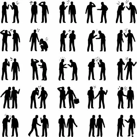 Businessmen Talking In Conversation Silhouettes Free Vector