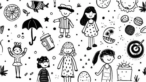 Hand Drawn Cute Kids Doodle Free Vector Pattern