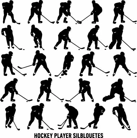 Ice Hockey Players In Action Shooting Puck Silhouettes Free Vector