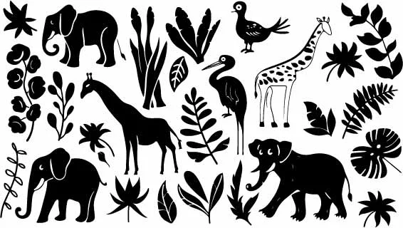 Safari Jungle Wildlife Animals Free Vector Pattern
