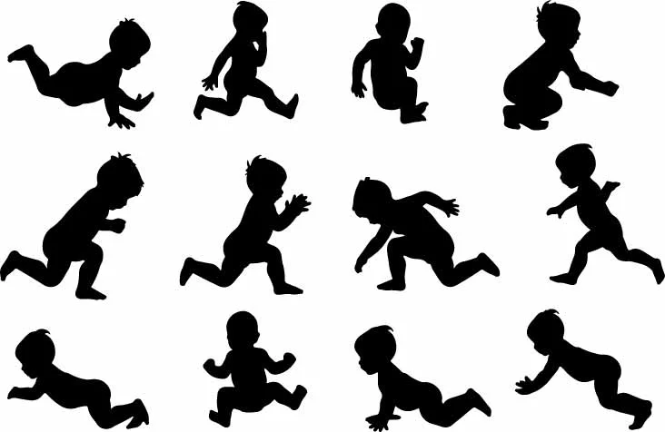 Crawling Baby Toddler Free Vector Silhouette Pattern