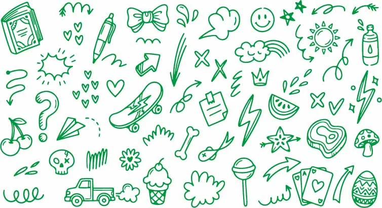 Skateboard Green Cactus And Sweet Ice Cream Fun Doodles Free Vector