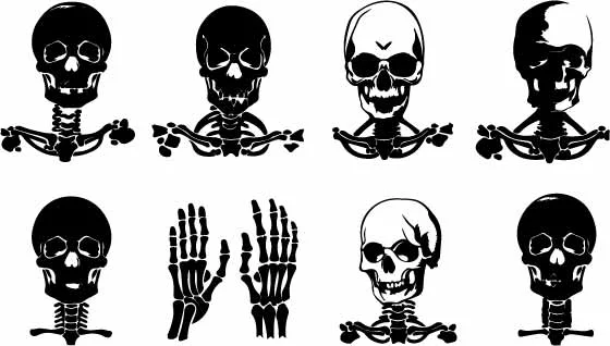 Gothic Skeleton Bones and Skull Free Vector Clipart