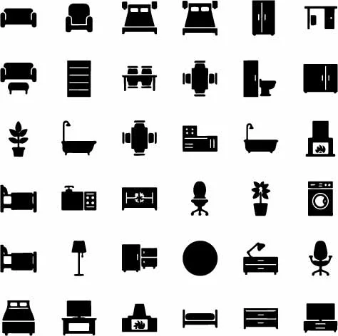 Home Interior Furniture And Room Decor Plan Icons Free Vector