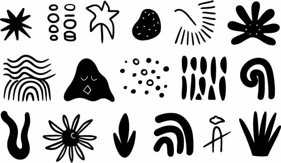 Abstract Doodle Shapes Free Vector Seamless Pattern