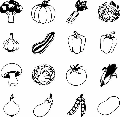 Fresh Garden Vegetables And Culinary Cooking Line Art Free Vector