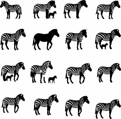 African Safari Wild Zebra Herd Silhouettes Pattern Free Vector