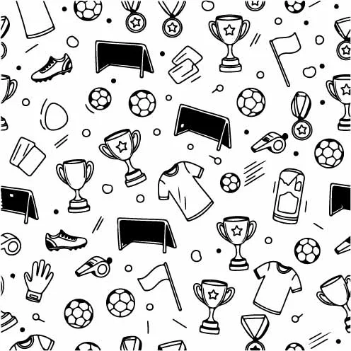 Soccer Football Sports Equipment Doodle Pattern Free Vector