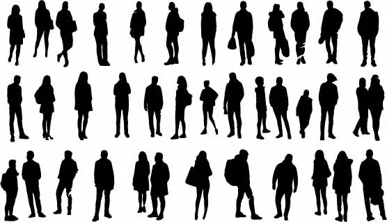 Walking Crowd People Silhouettes Free Vector Set