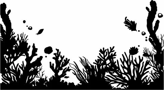 Coastal Seaweed Coral Border Free Vector Silhouette