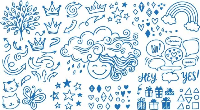 Whimsical Girl With Fluffy Cloud Hair And Diamond Doodles Free Vector