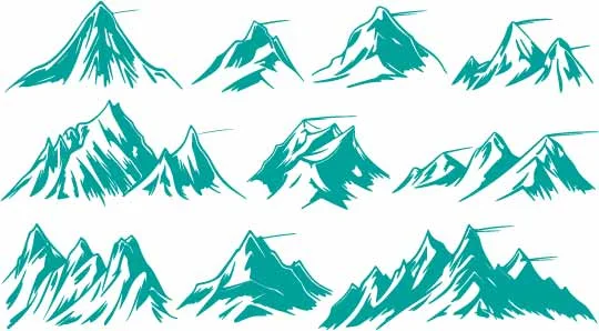 Teal Alpine Mountain Peaks Free Vector Seamless Pattern