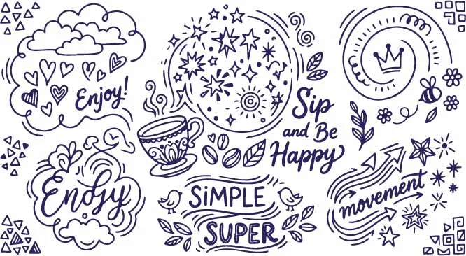 Coffee Cup And Uplifting Lifestyle Quote Typography Doodles Free Vector