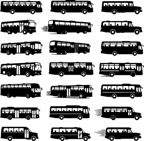 Public Transit Buses And Commuter Passenger Coaches Free Vector
