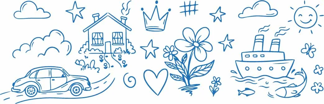 Hand Drawn Blooming Flower Royal Crown And Sweet Heart Doodles Free Vector