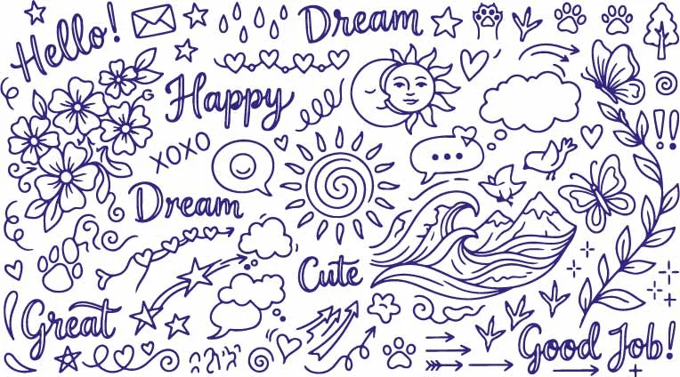 Whimsical Sun And Moon With Sea Waves Cosmic Sky Doodles Free Vector
