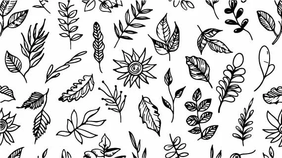 Wild Garden Leaves and Sunburst Free Vector Pattern