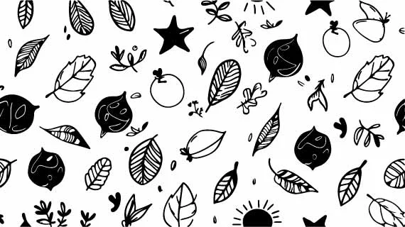 Botanical Garden Leaves and Fruit Free Vector Pattern