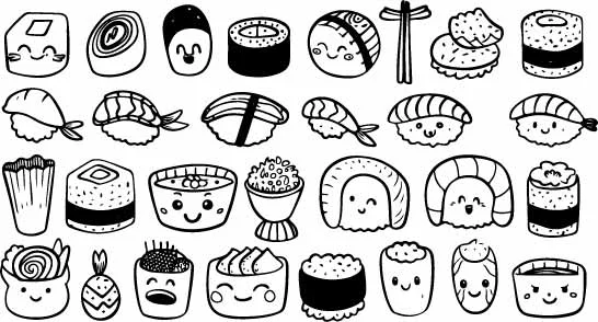 Kawaii Japanese Food Cartoon Free Vector Icon Pack